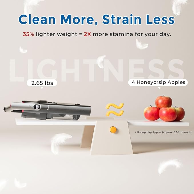 Cordless Vacuum Cleaner Ultra-Lightweight Pet Vacuum Cleaners for Home with Powerful Suction Stick Vacuum Cordless Rechargeable Household Vacuum for Hardwood Floor Carpet Pet Hair Car