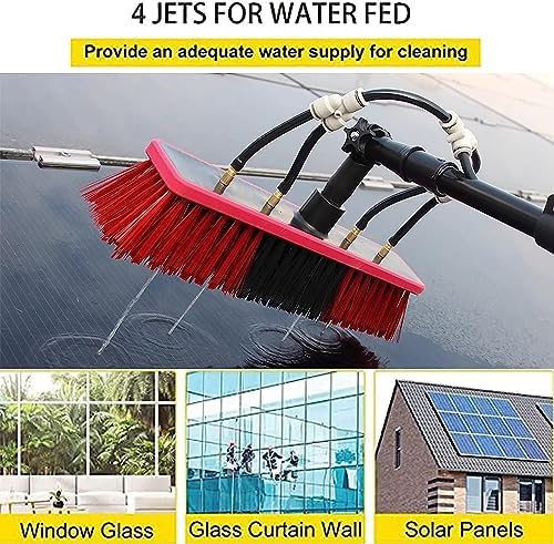 Telescopic Cleaning BrushWater Fed Pole Kit Aluminum Outdoor Window Cleaner HoseSolar Panel Cleaning Equipment Cleaning Tool for Window Glass Extendable Cleaner Conse