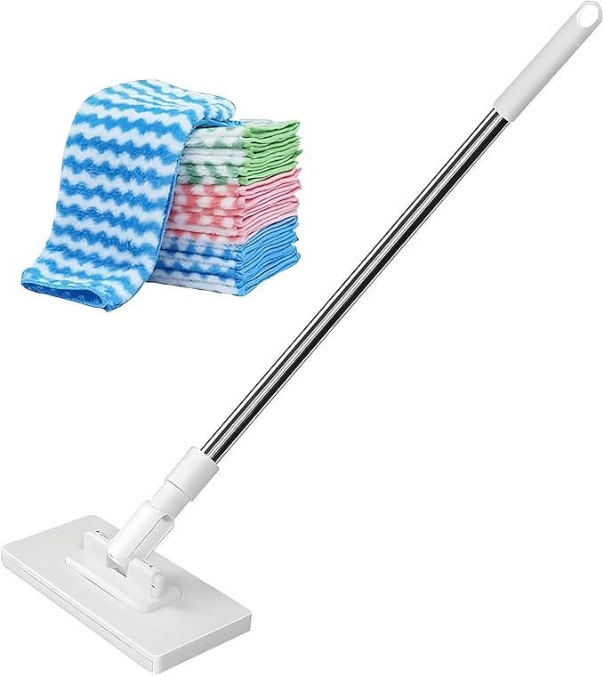 Clip Mop | No-Wash Detachable Retractable - Zero Waste Cleaning Lazy Mop | for Home Office Apartment Bedroom Kitchen Tiles Glass Wood Baseboard