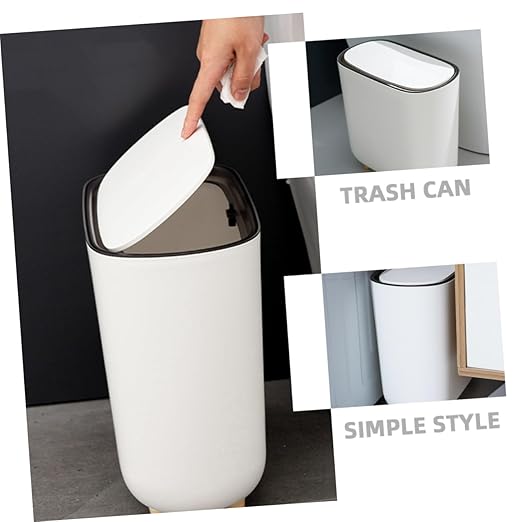 Cabilock Bathroom Trash Can Press Lid Slim Garbage Bin for Kitchen Office and Bathroom Compact Design for Spaces Versatile Wastebasket for Use