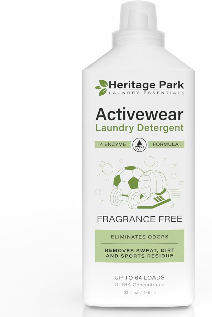 Athletic Sport Active wear Laundry Detergent | 4x Powerful Plant-Based Formula with Cleaning Enzymes for Sport Wash | Fragrance Free Natural Odor &amp Stain Remover