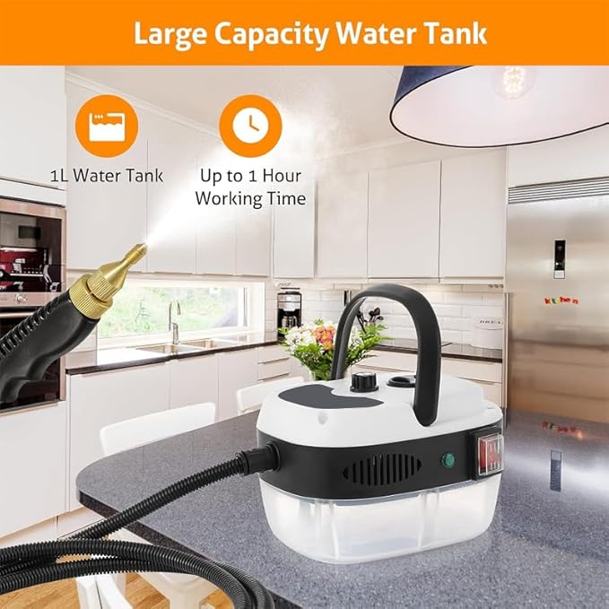 2500W Handheld Steam Cleaner High Pressure Portable Steamer with 3 Brushes Steam Cleaner for Home Kitchen Bathroom Car Furniture Floors (White - Regular Edition)
