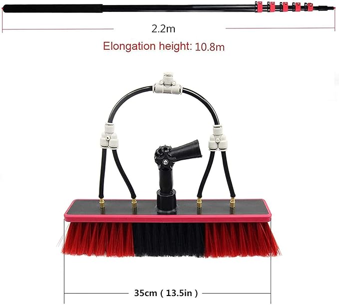 Window Cleaning Brush3.6-11M Solar Panel Cleaner Window Clean Washing Set Equipment Telesextension Pole Cleaning Kit Suitable for Window Cleaning Photovoltaic Panel Cleaning Trucks/30Ft/9M
