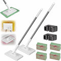 Fregona Antipolvo Desechable Con 10 Paños Reutilizables 39inch Desechable Flat Mop with Disposable Pads Long Handle Wet and Dry Mopping Sweeper Stick Dust with Handle Multi Surface Floor