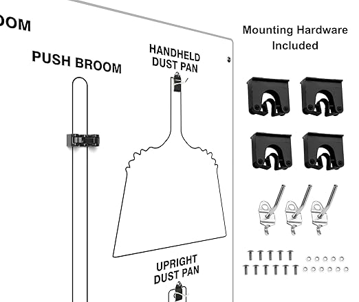 Clean &amp Sweep 5S Shadow Board/Wall Mount Broom Holder 68 x 30 Board 5S Cleaning Station - Board Only Tools Sold Separately Made in The USA by AccuformNMC White/White PSB114WTWT