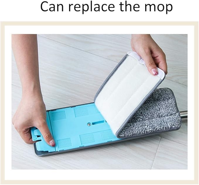 Flat Floor Mop and Bucket Set for Home Cleaning System with Stainless-Steel Handle/Washable Microfiber Pads