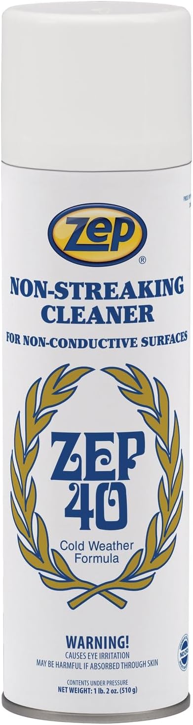 Zep 40 Non-Streaking Cleaner - 18 oz (Case of 12) 14401 - Heavy-Duty Foaming Action Aerosol Formulated for Non-Conductive Surfaces Ideal for Cold Weather Conditions.