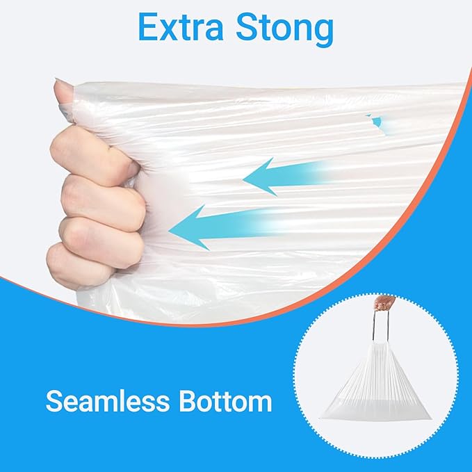 8 Gallon Trash bags for Dual Compartment Can (2 x 8 Gallon) 100 Count 1.0 Mil Thickness Drawstring Kitchen Garbage Liner Pre-Separated Compatible with Liner Code 30A Blue White Kit
