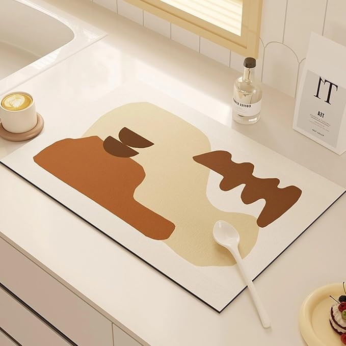 Dish Drying Mat - Coffee Mat Coffee Maker Mat for Countertops Absorbent Dish Drying Mat for Kitchen Counter Under Coffee Expresso Maker Coffee Machine Dish Rack (320''×24'')