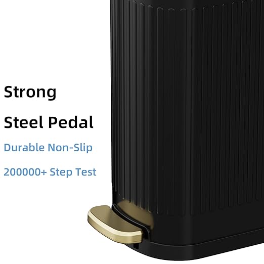 2.6 Gallon Slim Bathroom Trash Can with Soft Close Lid 10L Stainless Steel Garbage Can with Removable Liner Bucket for Narrow Spaces Bathroom Bedroom (Matt Black)