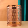 Mesh Wastebasket Round Mesh Stainless Steel Wastebasket Trash Can Recycling Bin for Home Office Bathroom Bedroom &amp Kitchen 3.5 Gallon / 12L 11 H x 10 D Garbage Can-Rose Gold
