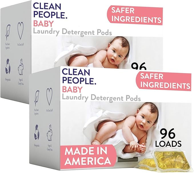 The Clean People Laundry Detergent Pods - Recyclable Packaging Hypoallergenic Stain Fighting - Ultra Concentrated Laundry Soap -Baby (Unscented) 192 Pack