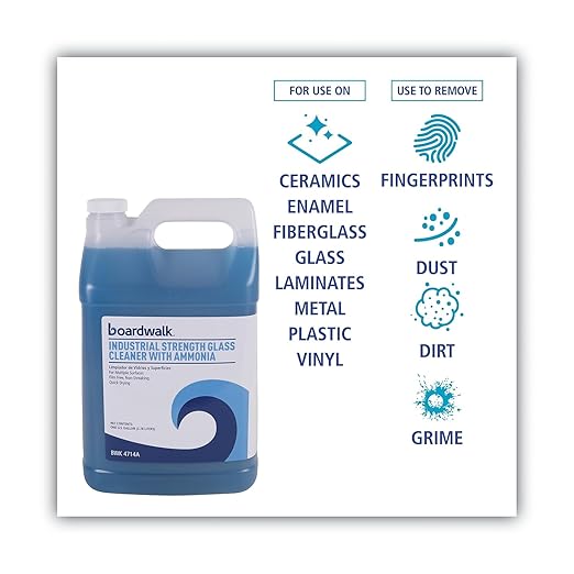 Boardwalk BWK3714A Industrial Strength Glass Cleaner with Ammonia 1 Gal Bottle (Case of 4)