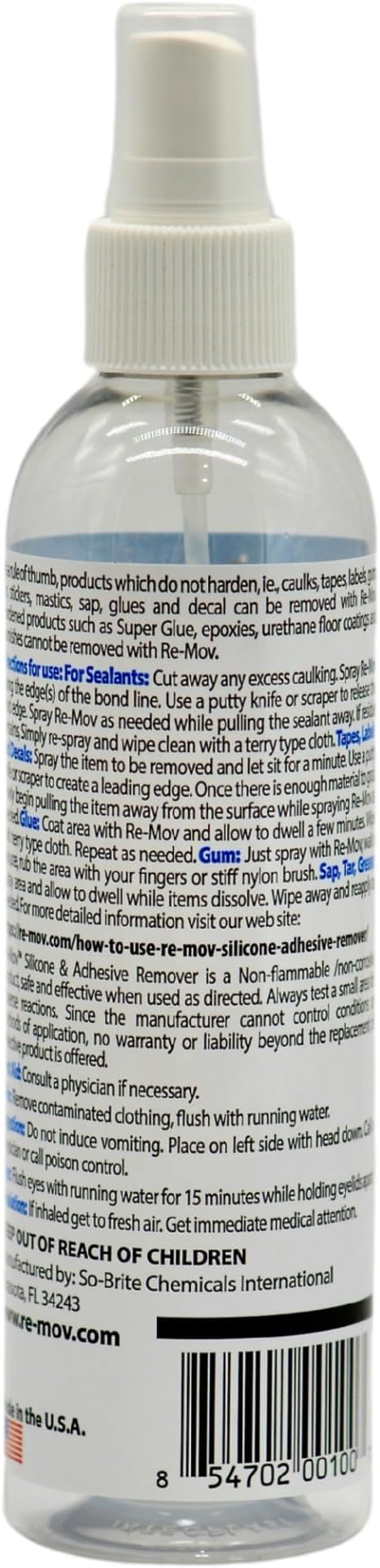Silicone &amp Adhesive Remover – 8 oz Bottle | Heavy-Duty Cleaner for Caulk Tape Glue Stickers &amp More | Safe on Most Surfaces | Industrial-Strength Residue &amp Adhesive Remover