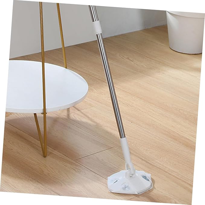 Retractable Handle Dust Mop with Electrostatic Microfiber Cloth No Wash Household Cleaning Mop for Floors and Surfaces White Triangle Shape for Easy Dust Removal