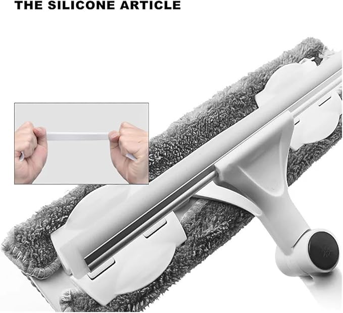 Glass Cleaning Mop Telescopic Rod Window Tools Windows Wiper Long Handle Washing Brush Cleaner Products For Home(Gray 1 mop 2 cloth)