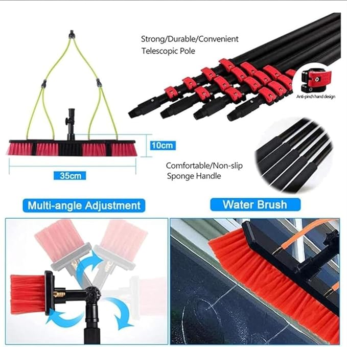 Photovoltaic Cleaner Window Cleaning Rod Retractable High Altitude Cleaning Brush Solar Panel Water Supply Brush 3.6M/6M/9M3.6m/12ft