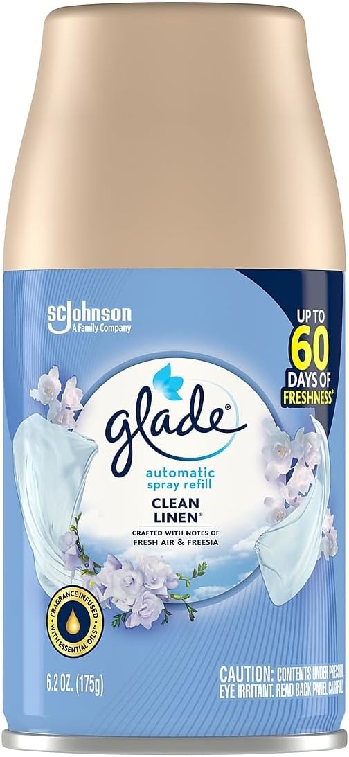 Glade Clean Lenin Automatic Spray Air Freshener Refill 6.2 Oz (Pack of 4)