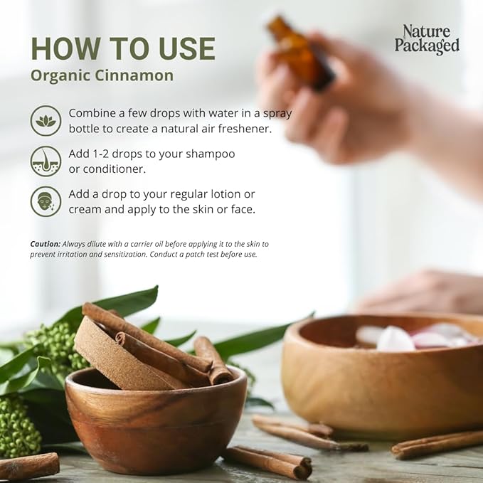 Organic Cinnamon Essential Oil - Direct from Sri Lankan Essential Oils - 100% Pure - Natural Aceite de Canela for Aromatherapy &amp Wellness - Premium Grade (15ml)