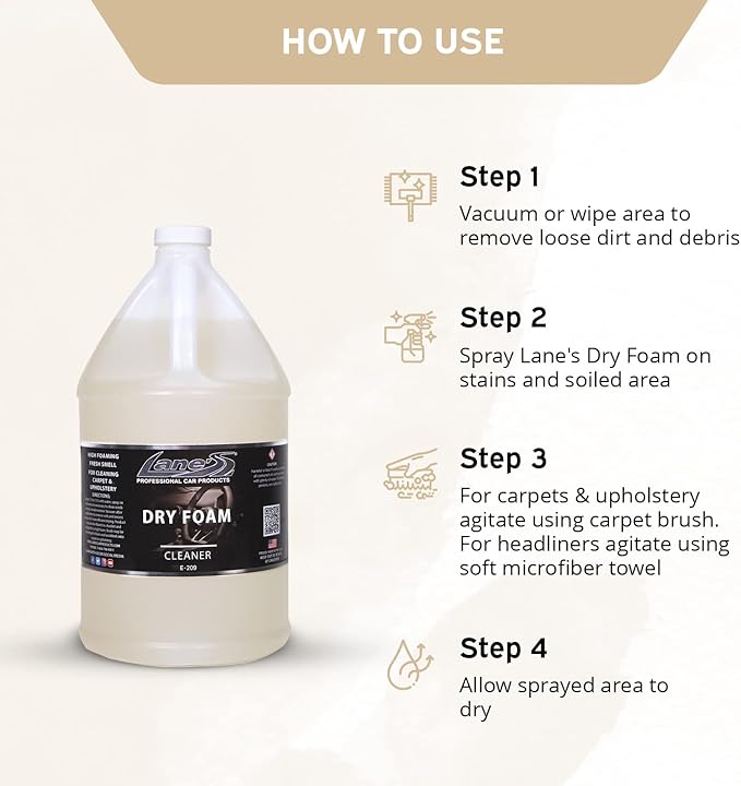 LANE'S Carpet Cleaner Spray- Carpet Cleaner Foam Removes Odor Fights Tough Dirt and Stains Professional Grade Cleaning Spray- 1 Gallon