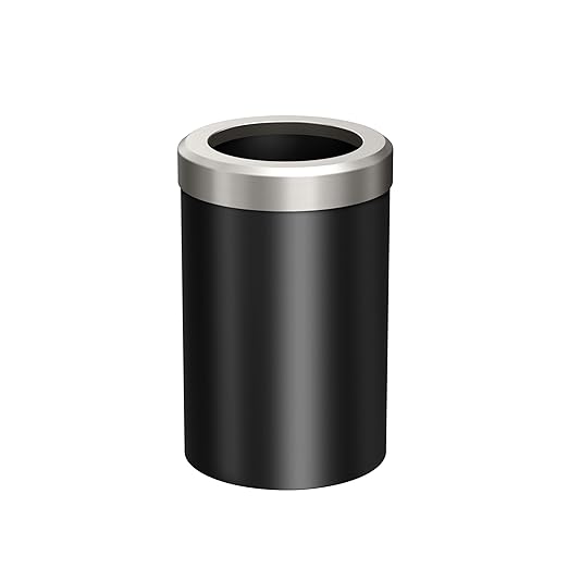Gatco Small Bathroom Trash Can with Lid Round 3 Gallon Stainless Steel Wastebasket Under Sink Matte Black and Satin Nickel for Bathroom Bedroom Office (1912SN)