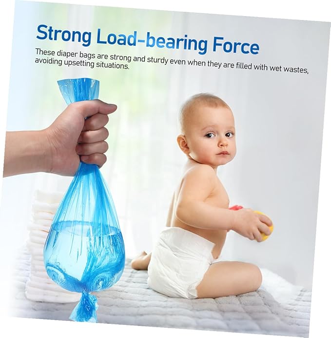 NUOBESTY 5 Rolls Pe Diaper Trash Bags 260mm X 7m Thickened Waterproof Blue Diaper Pail Liners for Home Nappy Disposal