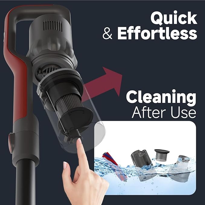 Günter&ampHauer Cordless Vacuum Cleaner 45KPa Stick Vacuum with Powerful Suction 40Mins Runtime Rechargeable 4-in-1 Handheld Vacuum Cleaner with Wall Mount Chargingfor HomeCarpetPet Hair(Black