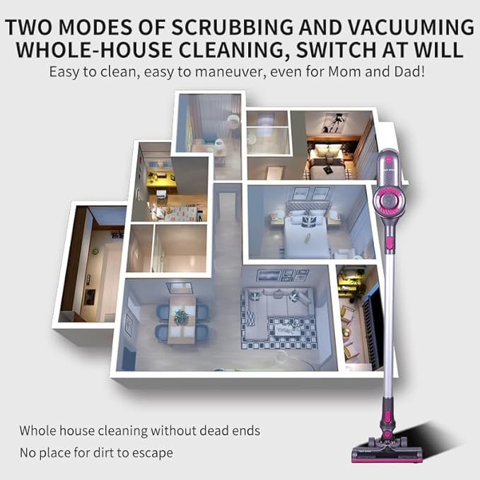 Half Scale Cordless Vacuum Cleaner Lightweight Stick Vacuum with Powerful Suction Runtime Self-Standing Rechargeable Vacuum Cleaners for Home Hardwood Floor Carpet Pet Hair 2500mAh Battery
