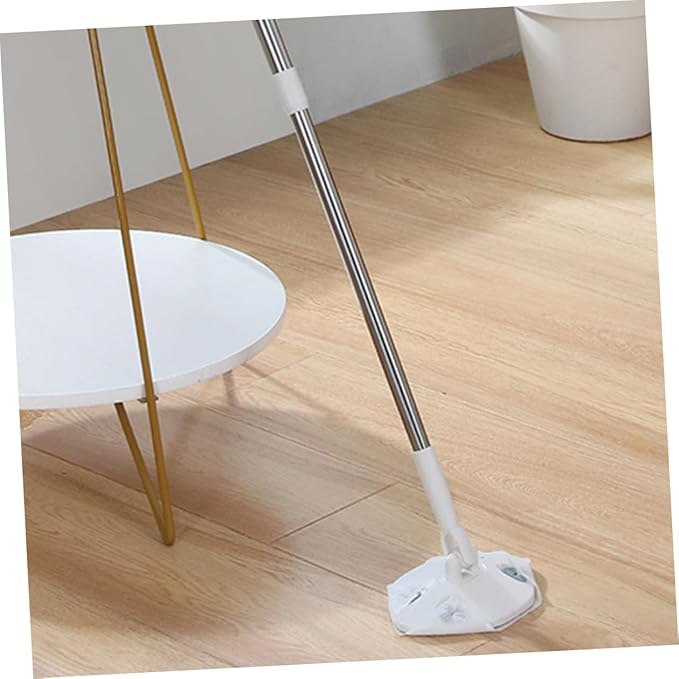 CHILDWEET Retractable Household Cleaning Dust Mop with Replaceable Face Towel Pad Triangular Electrostatic Dust Mop for Floor Cleaning White Extendable Handle for Home Use