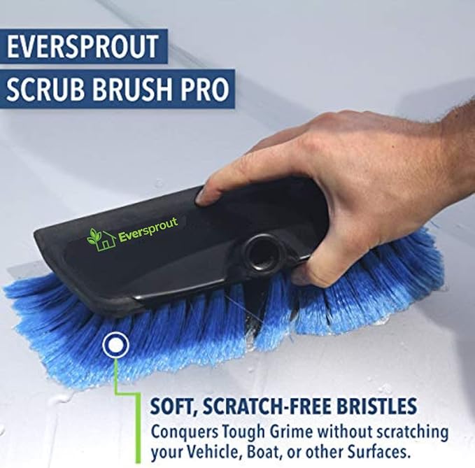 EVERSPROUT 5-to-12 Ft Car Brush with Rubber Bumper Lightweight Extension Pole Handle Soft Bristles Car Wash Brush RV Wash Brush Truck Wash Brush Boat Brush Solar Panel Cleaning Brush and Pole