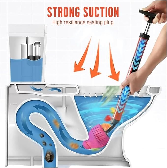 Compatible for 1pc Toilet Suction Cup Multi-Purpose Through The Bathroom Drain Fast Unclogging Powerful Pneumatic Cleaner Pipe Unclogger(1pc Red)