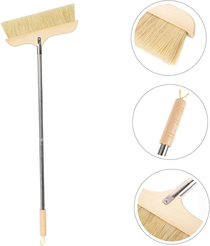 Bristle Broom Handle Soft Bristles for Floor Cleaning for Use Construction for Carpets and Hardwood Floors