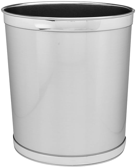 Stephanie Imports Made in USA 5-Gallon Sleek and Stylish Vinyl Mylar Waste Basket (13 X 11) (Metallic Silver)
