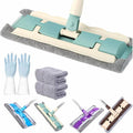 Microfiber Mop Flat Hook Telescopic Flat Floor Mops with 360 Degree Handle Reusable Wet &amp Dry Clamp Cleaning Mops for Home Kitchen and All Floor Surfaces