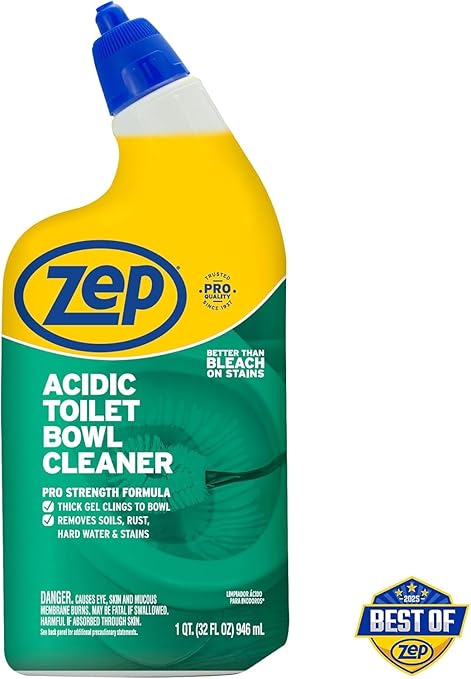 Zep Acidic Toilet Bowl Cleaner - 32 oz (Case of 4) - ZUATBC324 - Experience the Ultimate Cleaning Power with Our 2x Thicker Clinging Formula Designed to Deliver a Professional-Quality Clean