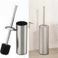 BESy Toilet Brush and Holder Toilet Cleaner Bowl Set with Two Brush with Extra Long Handle Durable Bristles Toilet Scrubber and Covered Holder Drip-Proof Stainless Steel Brushed Nickel