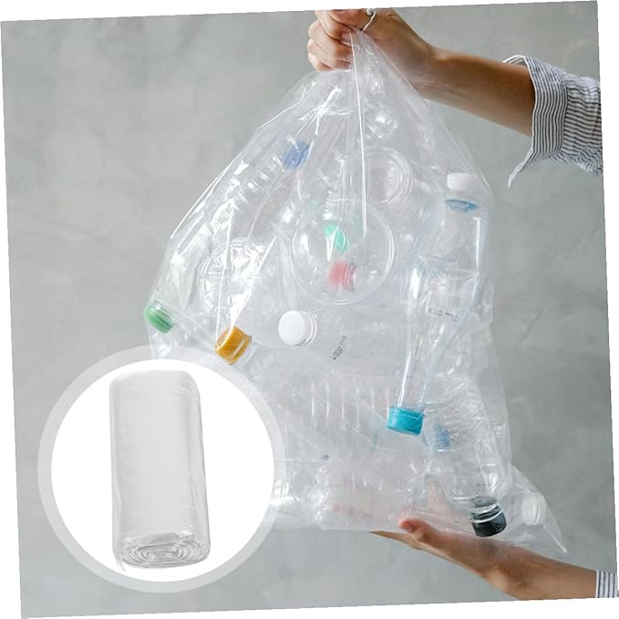 Thick Flat Plastic Trash Bags 300pcs (45x50cm) White Kitchen Garbage Can Liners for Bathroom Office Wastebasket Use