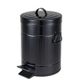 Bathroom Trash Can with Lid Small Waste Basket for Home Bedroom Retro Step Garbage Can with Soft Close Vintage Office Trash Can 5 Liter/ 1.3 Gallon Glossy Black
