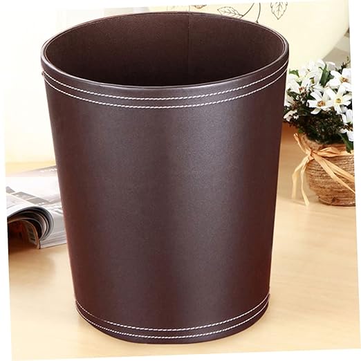 Stylish Leather Wastebasket Garbage Can for Bedroom Trash Can Simple Design