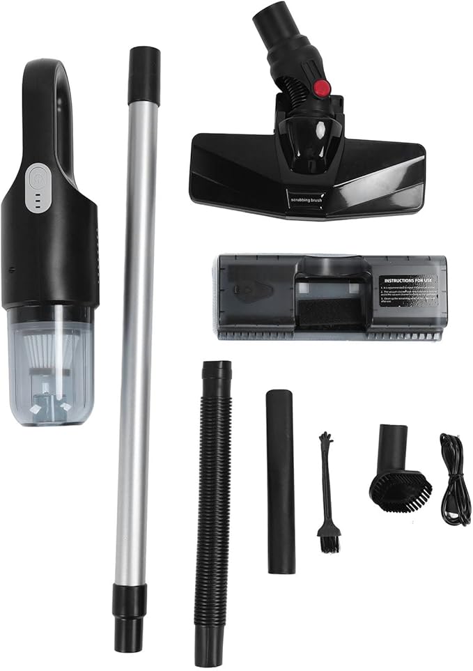 Cordless Vacuum Cleaner Powerful Suction Wet Dry Vacuum Cleaner with Mop 400ml Dust Box for Pet Hair (Black)