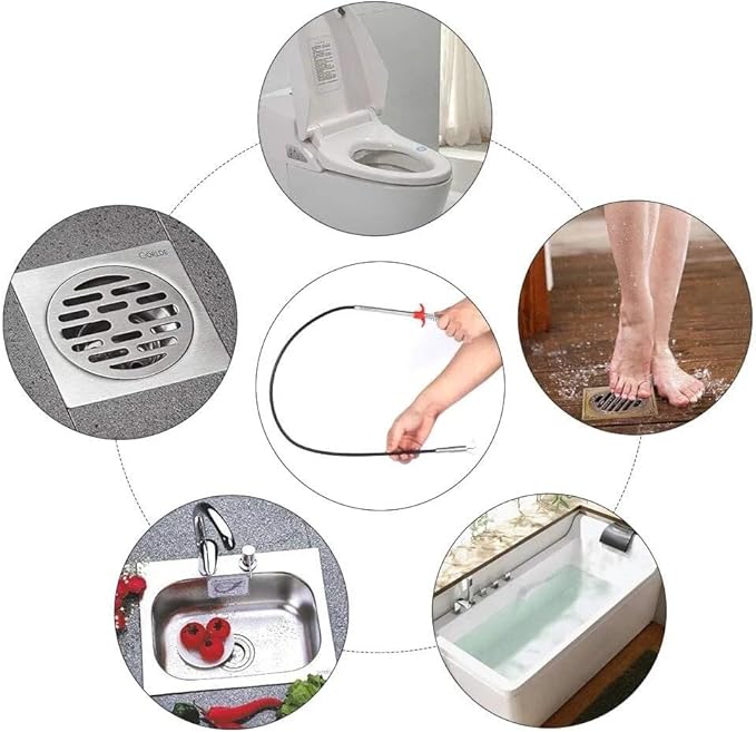 Drain Clog Remover Herramienta De Dragado De Tubos De Resorte Recogedor Flexible Cable De Serpiente Asistido Desatascador Fregadero De Pelo Inodoro 60/90cm Drain Cleaner (Color : 90cm)