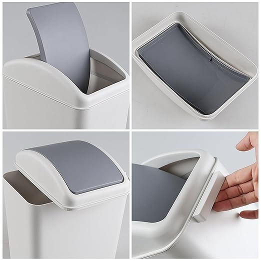 3-Pack 4.5 Gallon Plastic Trash Can with Swing Lid Swing-Top Waste Can Grey
