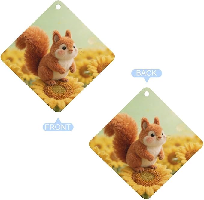 5PCS Car Air Freshener Hanging Personalized Double Sided Sunflower Squirrel Car Fresheners Long Lasting New Cars Scents Cute Automotive Freshies for Closets Drawers (tea)