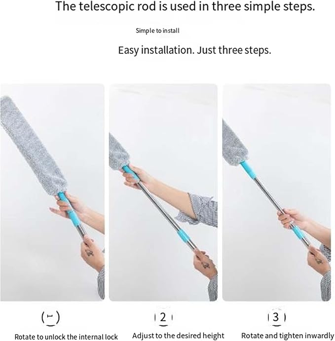 2026 Upgraded Retractable Gap Dust Cleaning Artifact with 3 Microfiber Dusting ClothsExtendable Duster Cleaning ToolReusable Washable Dusting Wand for HomeCeilingBlindsFurniture (60in)