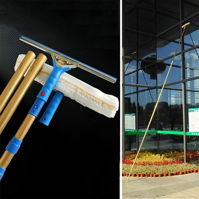 Telescopic Window Cleaner Bar Scraper Window Glass Wall Photovoltaic Panel Cleaning Pole Extendable Cleaner for Trucks Campers Caravan Buses Windows Solar Panels Washing/5m/16.4ft ( 8.6m/28ft)