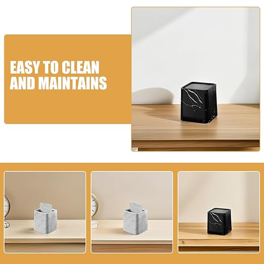 Cabilock 2Pcs Marble Trash Can with Swing Lid Stylish Wastebasket for Kitchen Bathroom Bedroom and Office Compact Imitation Marble Design for Changes