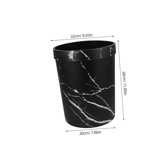 GLEAVI Elegant Marble Pattern Trash Can Medium Wastebasket for Office Bathroom and -Saving Design for Modern Interiors Versatile Garbage Bin for Home Use