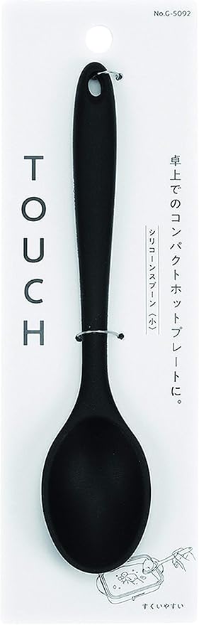 Pearl Metal Touchst G-5092 Spoon Small Size Silicone Dishwasher Safe Heat Resistant Up to 504°F (230°C) Black