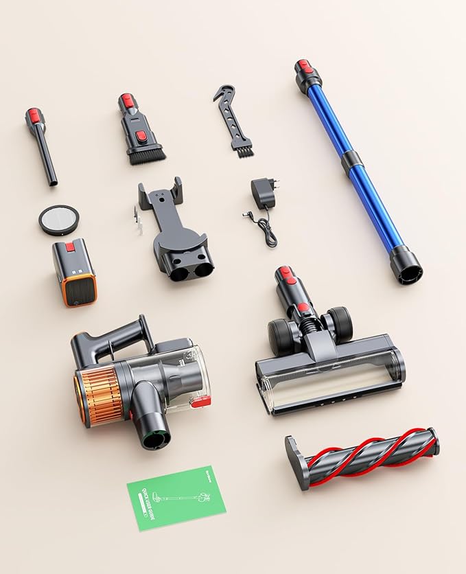 Cordless Vacuum Cleaner 45Kpa 550W 60Mins Vacuum Cleaners for Home Stick Vacuum Cordless Rechargeable Wall Mount Charging Self-Standing Household Vacuum for Pet Hair/Carpet/Hardwood Floor(X9)