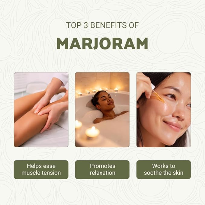 Marjoram Essential Oil - Aceite de Mejorana Direct from Egypt for Massage &amp Aromatherapy | Premium Therapeutic Grade (8oz)